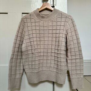 American Eagle — Women's Waffle Crew Neck Sweater — Cream — US Size S